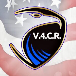 Veterans for child rescue V4CR logo _ USA flag SM Blue Accent 005AFF small crop